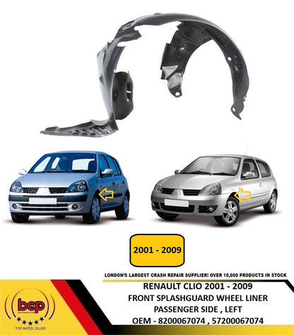 RENAULT CLIO 2001 - 2009 FRONT SPLASHGUARD WHEEL ARCH LINER PASSENGER LEFT N/S