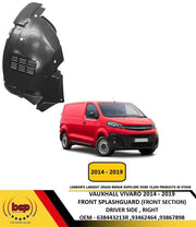 VAUXHALL VIVARO 2014 - 2019 FRONT SPLASHGUARD WHEEL HOUSE LINER DRIVER RIGHT