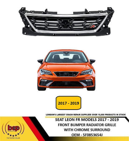 SEAT LEON FR 5F 2017 – 2019 FRONT RADIATOR GRILLE WITH CHROME FR MODELS NO BADGE