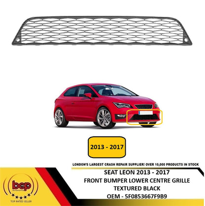 SEAT LEON 2013– 2017 FRONT BUMPER LOWER CENTRE GRILLE TEXTURE BLACK 5F08536679B9