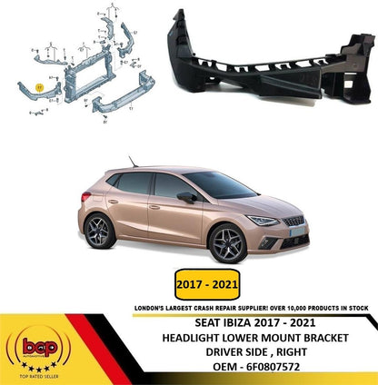 SEAT IBIZA 2017 – 2021 HEADLIGHT LOWER MOUNT BRACKET DRIVER SIDE RIGHT 6F0807572