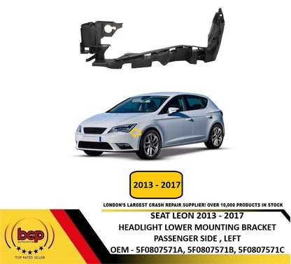 SEAT LEON 2013 – 2017 FRONT HEADLIGHT LOWER MOUNTING BRACKET PASSENGER SIDE LEFT