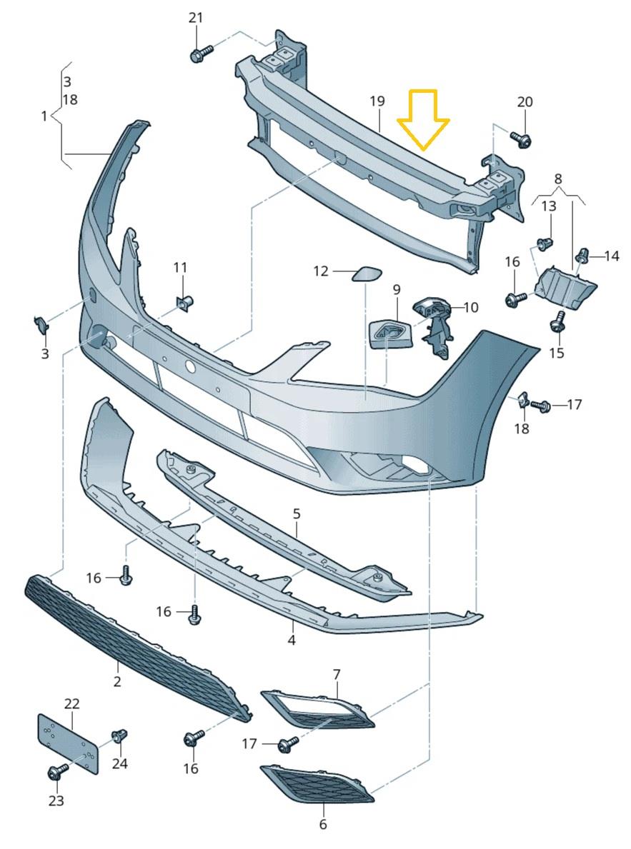 SEAT LEON 2012 – 2017 FRONT BUMPER REINFORCER IMPACT CRASH BAR STEEL 5F0807109B
