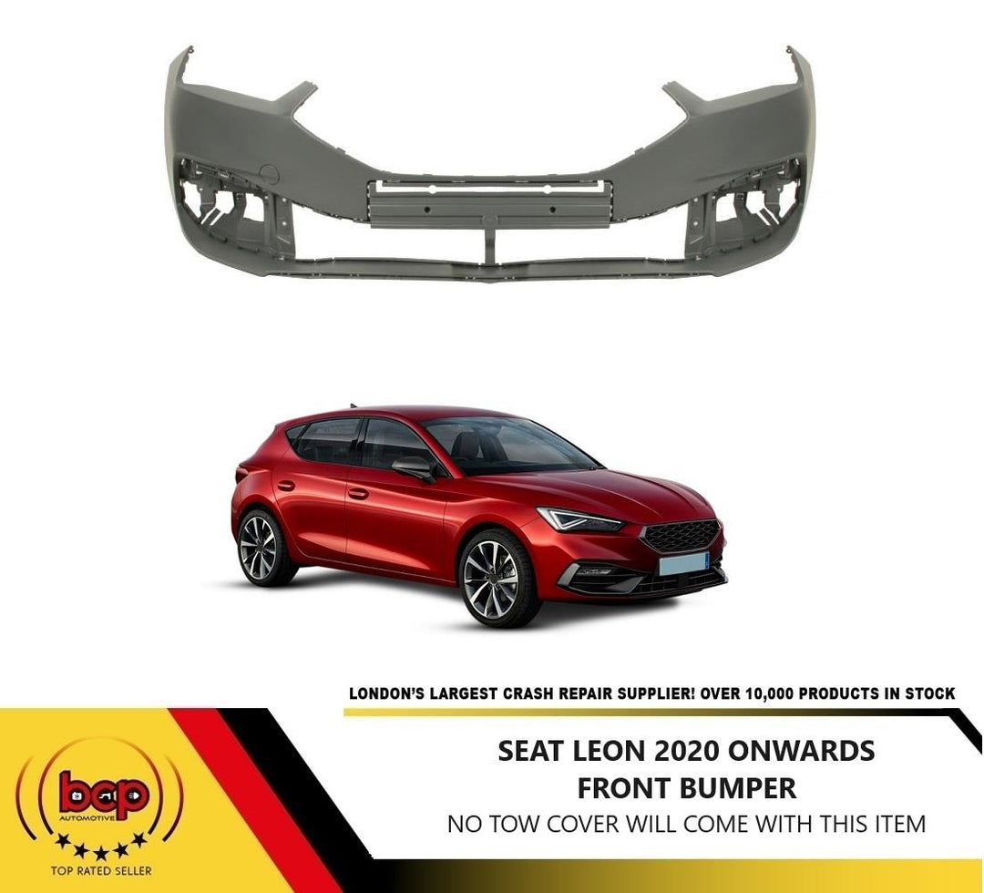 SEAT LEON 2020 ONWARDS FRONT BUMPER PRIMED NO PARKING SENSORS NO WASHER JET HOLE