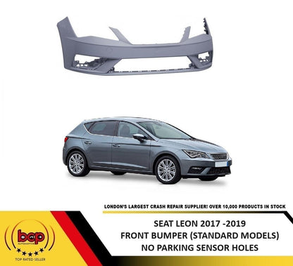 SEAT LEON 2017 - 2021 FRONT BUMPER NO PARKING SENSOR HOLES NOT FR MODEL