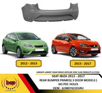 Load image into Gallery viewer, SEAT IBIZA 2012 - 2017 3 DOOR MODELS REAR BUMPER PRIMED NO PARKING SENSORS

