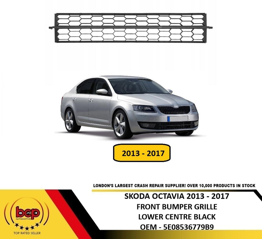 SKODA OCTAVIA 2013 – 2017 FRONT BUMPER GRILLE LOWER CENTRE FITS VRS MODELS ASWEL