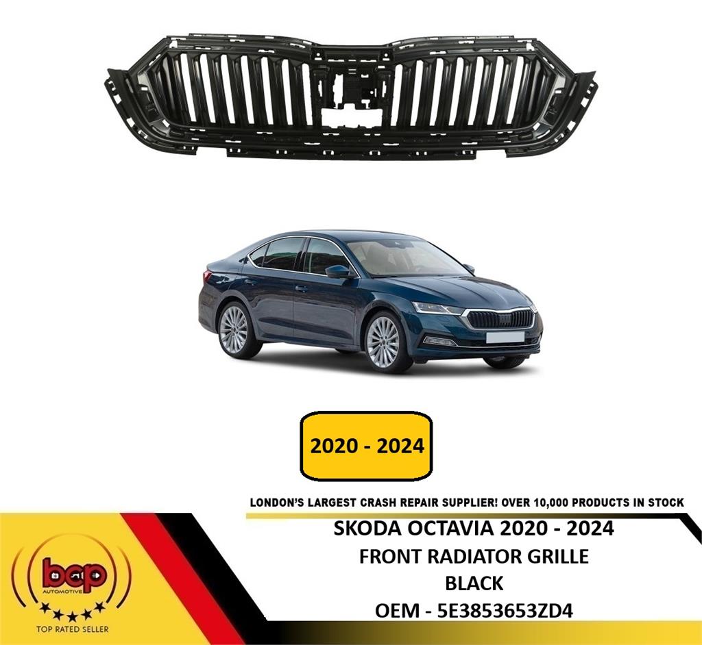 SKODA OCTAVIA 2020 – 2024 FRONT BUMPER UPPER RADIATOR TO TAKE CHOME 5E3853653ZD4