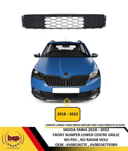 SKODA FABIA 2018 - 2022 FRONT BUMPER LOWER CENTRE GRILLE TEXTURED BLACK NEW