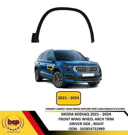 SKODA KODIAQ 2021 - 2024 FRONT WING WHEEL ARCH TRIM BLACK DRIVER SIDE RIGHT