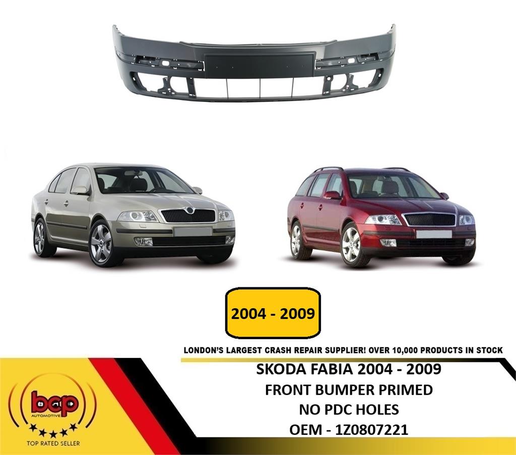 SKODA OCTAVIA 2004 - 2009 FRONT BUMPER PRIMED NO PDC HOLES INSURANCE APPROVED