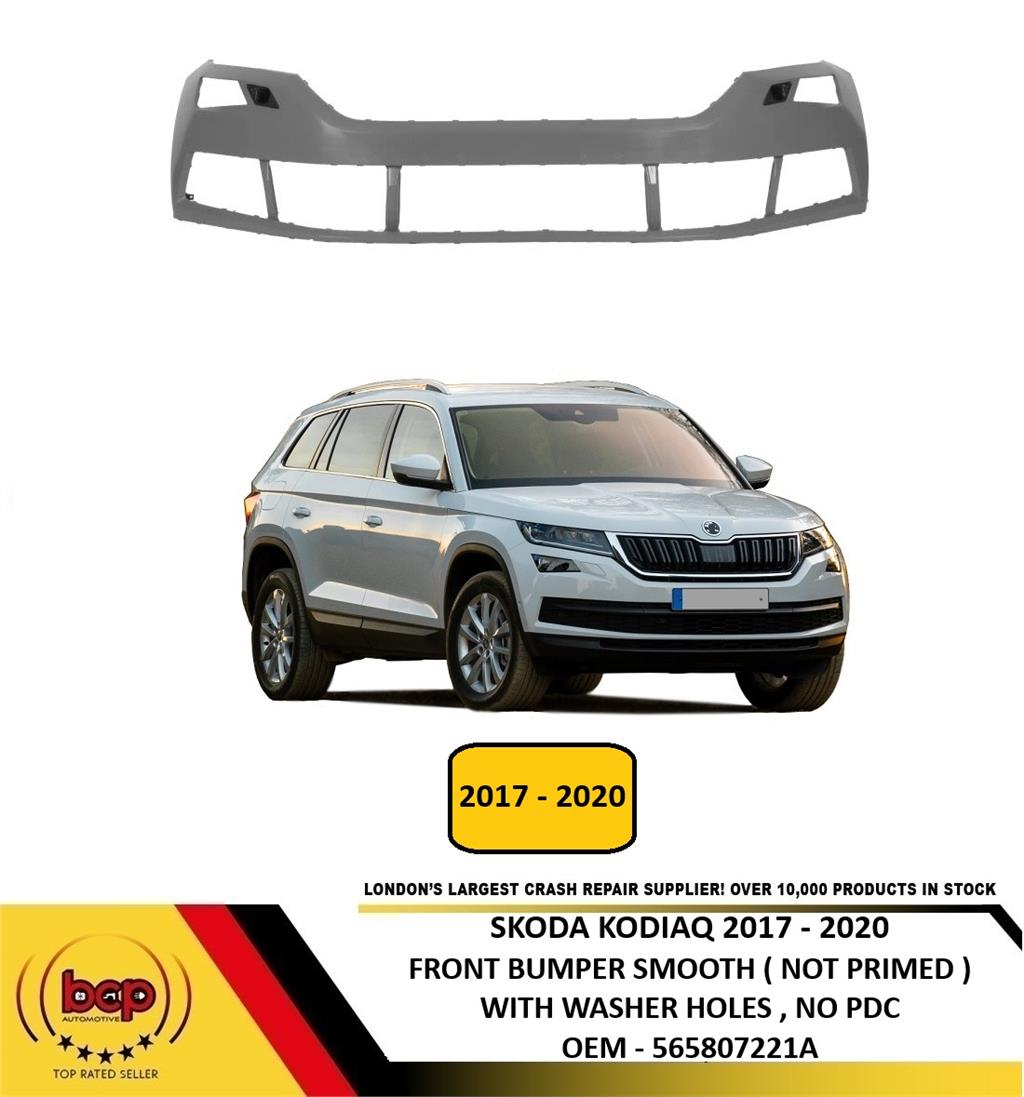 SKODA KODIAQ 2017 - 2021 FRONT BUMPER WITH HEADLIGHT WASHER HOLES NO PDC HOLES