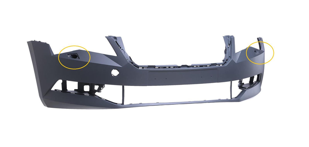 SKODA SUPERB 2015 - 2019 FRONT BUMPER WITH WASHER HOLES ONLY NO PDC HOLES