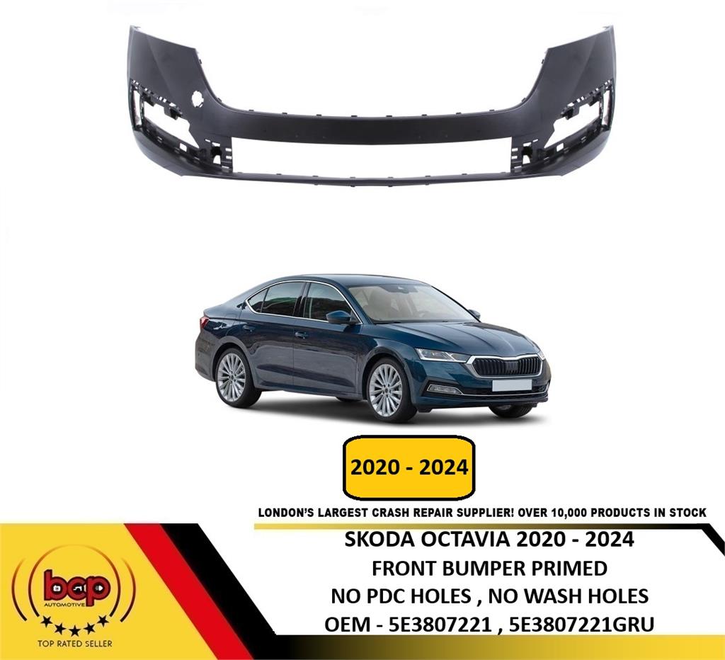 SKODA OCTAVIA 2020 – 2024  FRONT BUMPER PRIMED NO PARKING SENSOR OR WASHER HOLES