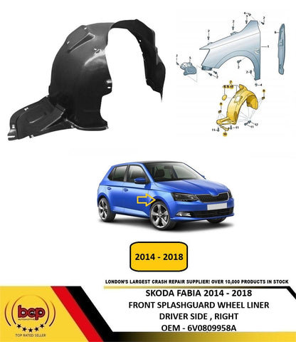 SKODA FABIA 2014 - 2018 FRONT SPLASHGUARD WHEEL LINER DRIVER RIGHT 6V0809958A
