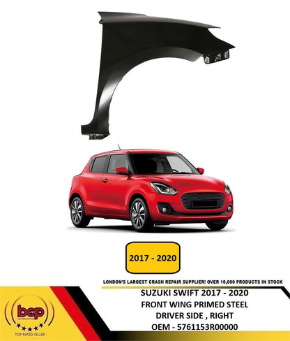 SUZUKI SWIFT 2017 - 2020 FRONT WING FENDER RIGHT DRIVER SIDE PRIMED NEW