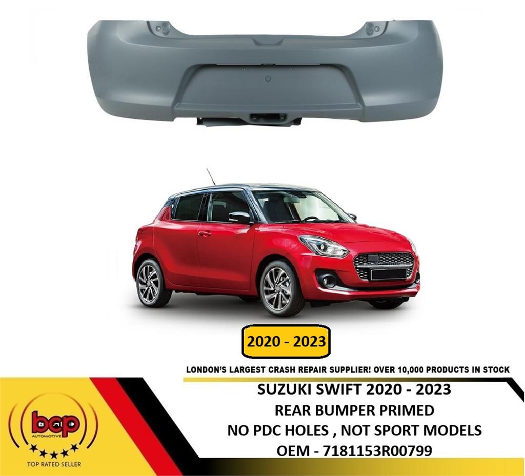 SUZUKI SWIFT 2020 - 2023 REAR BUMPER PRIMED NO PDC HOLES NOT SPORT MODELS