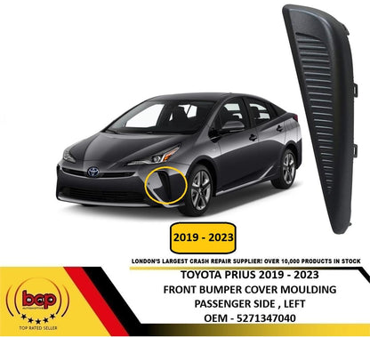 TOYOTA PRIUS 2019–2023 FRONT BUMPER GRILLE TRIM MOULDING BLACK PASENGER LEFT