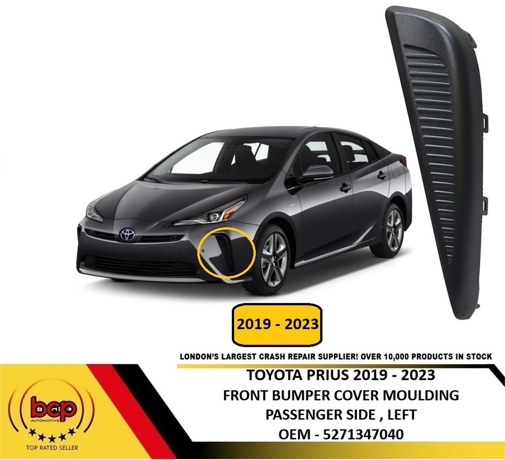 TOYOTA PRIUS 2019–2023 FRONT BUMPER GRILLE TRIM MOULDING BLACK PASENGER LEFT