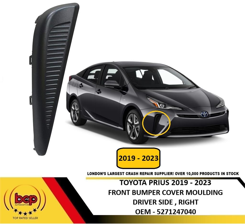 TOYOTA PRIUS 2019–2023 FRONT BUMPER GRILLE TRIM MOULDING BLACK DRIVER SIDE RIGHT
