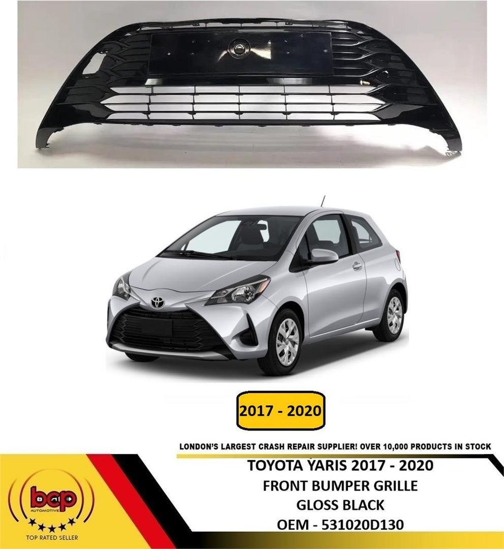 TOYOTA YARIS 2017 - 2020 FRONT BUMPER GRILLE MIDDLE LOWER 531020D130 GLOSS BLACK