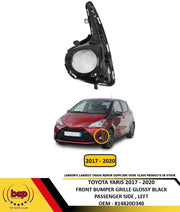 TOYOTA YARIS 2017–2020 FRONT BUMPER FOG GRILLE GLOSSY BLACK PASSENGER SIDE LEFT