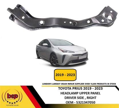 TOYOTA PRIUS 2019-2023 HEADLAMP UPPER METAL PANEL RADIATOR SUPPORT DRIVER RIGHT