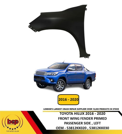 TOYOTA HILUX 2016 - 2020 FRONT WING FENDER PRIMED PASSENGER SIDE LEFT