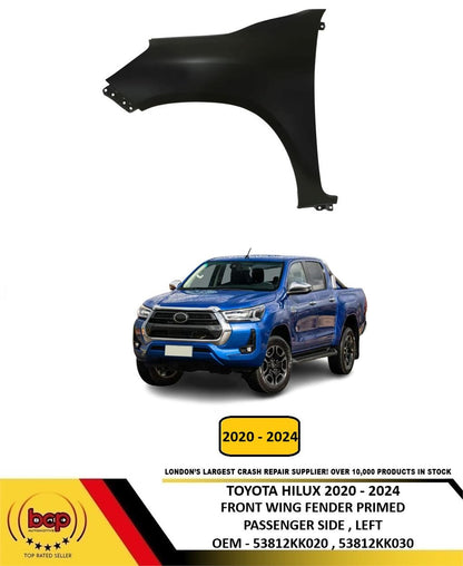 TOYOTA HILUX 2020 - 2024 FRONT WING FENDER PRIMED PASSENGER SIDE LEFT