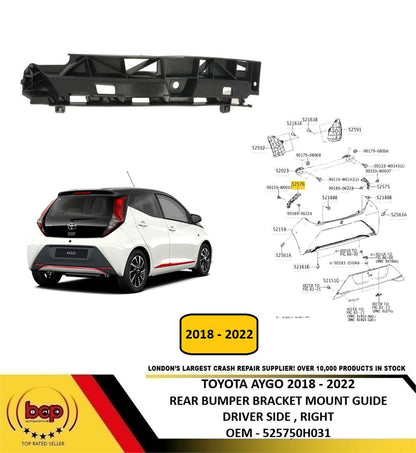 TOYOTA AYGO 2018 - 2022 REAR BUMPER BRACKET MOUNT LEFT DRIVER SIDE 525750H031