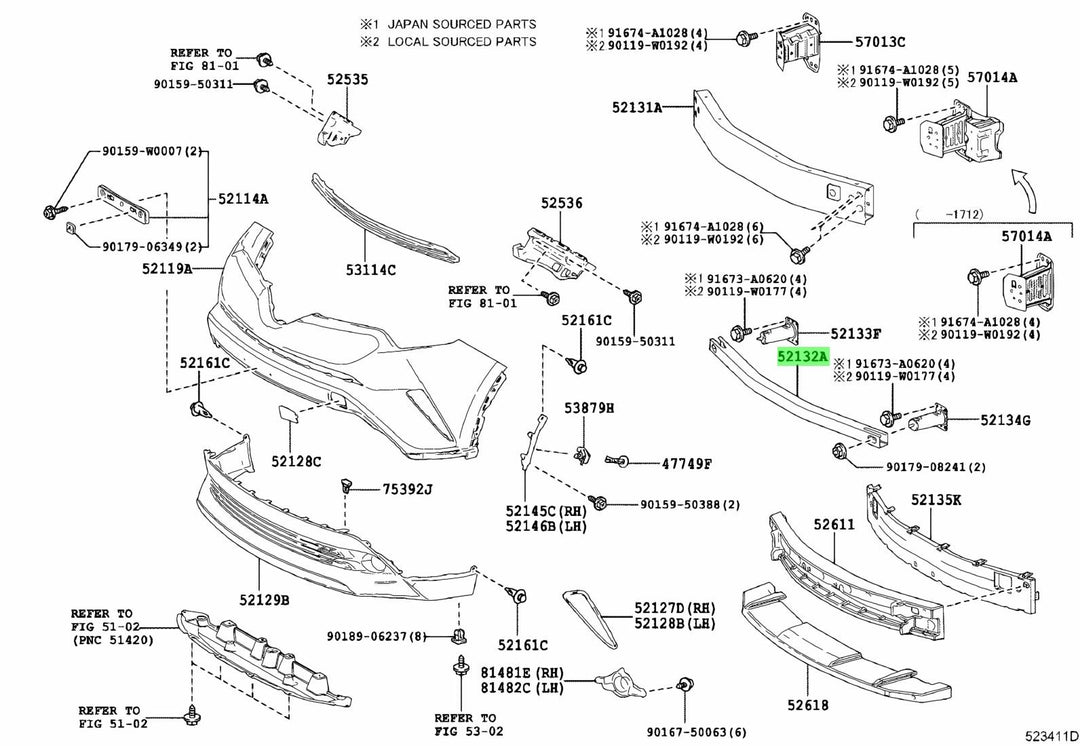TOYOTA CHR 2016 - 2023 FRONT BUMPER LOWER REINFORCEMENT IMPACT CARRIER CRASH BAR