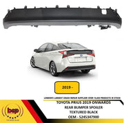 TOYOTA PRIUS 2019 ON REAR BUMPER LOWER SPOILER BLACK NO PARKING SENSORS