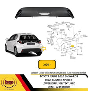 TOYOTA YARIS 2020 ON REAR BUMPER LOWER SPOILER DIFFUSER TEXTURED NEW 52453K0060