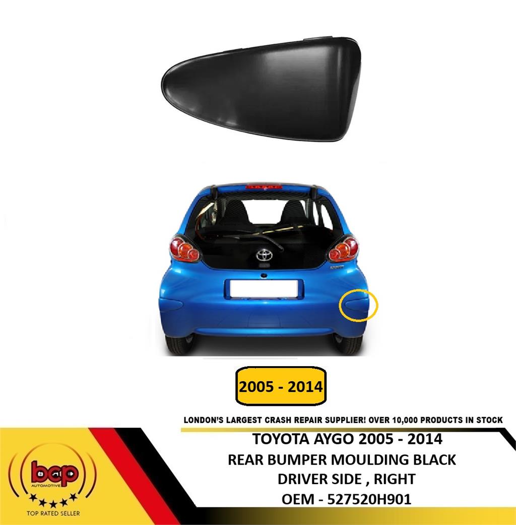 TOYOTA AYGO 2005 – 2014 REAR BUMPER TRIM MOULDING BLACK DRIVER SIDE RIGHT