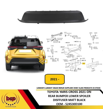 TOYOTA YARIS CROSS 2021 ON REAR BUMPER LOWER DIFFUSER SPOILER MATT BLACK NEW