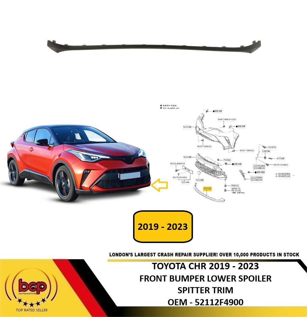 TOYOTA CHR 2019 - 2023 FRONT BUMPER LOWER SPOILER SPLITTER TRIM  52112F4900