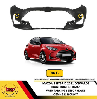 MAZDA 2 HYBRID 2021 ON FRONT BUMPER BLACK NOT PRIMED WITH PARKING SENSOR HOLES