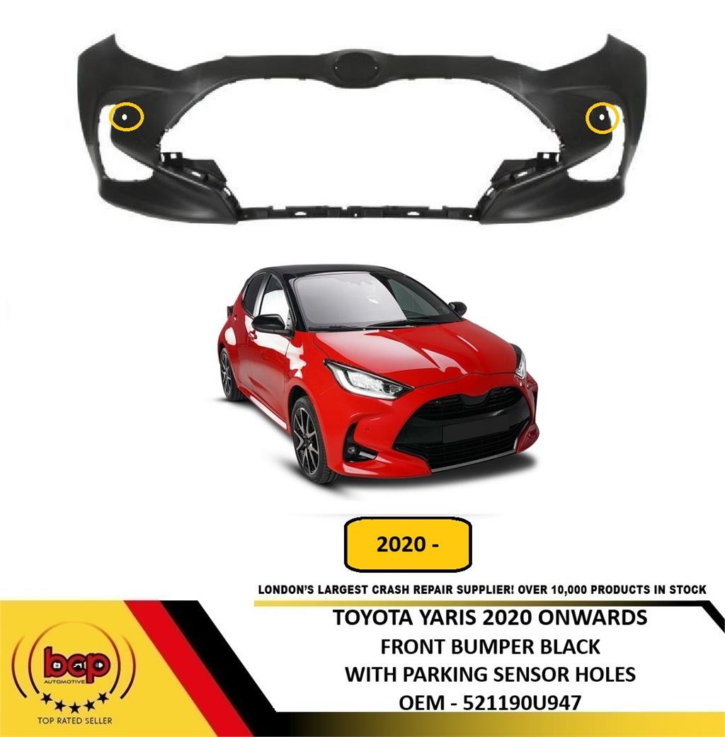 TOYOTA YARIS 2020 ONWARDS FRONT BUMPER BLACK NOT PRIME WITH PARKING SENSOR HOLES
