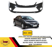 TOYOTA AVENSIS 2012 - 2015 FRONT BUMPER SMOOTH BLACK NO PDC HOLES NO WASH HOLES