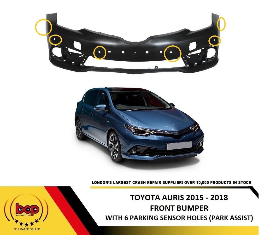 TOYOTA AURIS 2015 -2018 FRONT BUMPER WITH 6 PAKRING SENSOR HOLES PARK ASSIST