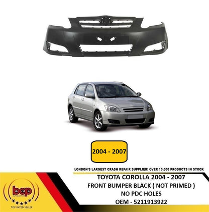TOYOTA COROLLA 2004 - 2007 FRONT BUMPER NOT PRIMED BRAND NEW BLACK PLASTIC
