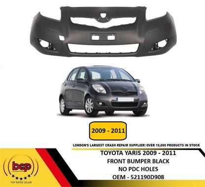 TOYOTA YARIS 2009 - 2011 FRONT BUMPER BLACK INSURANCE APPROVED OEM SPEC NEW
