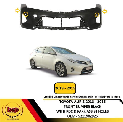 TOYOTA AURIS 2013 – 2015 FRONT BUMPER SMOOTH BLACK WITH PDC AND PARK ASSIST HOLE