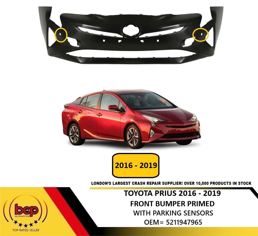 TOYOTA PRIUS 2016 - 2019  FRONT BUMPER PRIMED WITH PARKING SENSOR HOLES ONLY