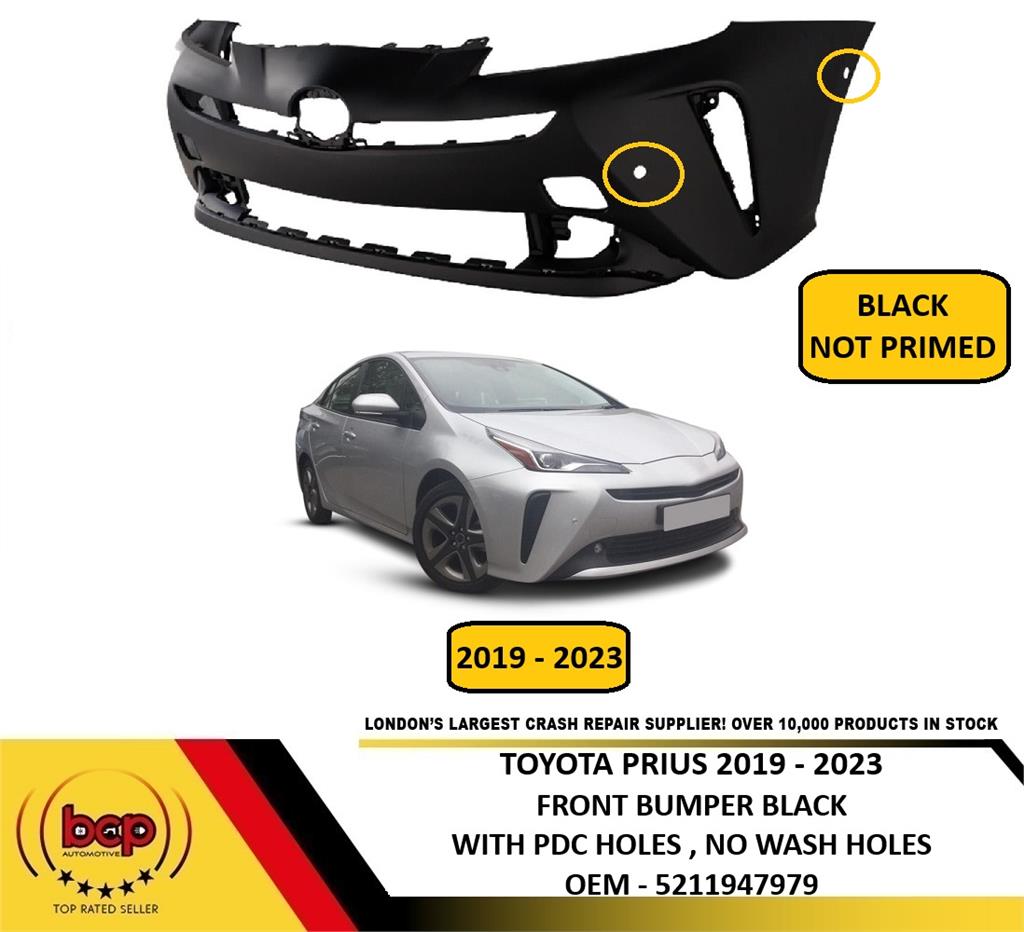 TOYOTA PRIUS 2019 - 2023 FRONT BUMPER PRIMED WITH PARKING SENSOR HOLES FACELIFT