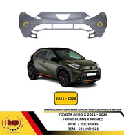 TOYOTA AYGO X 2021 - 2026 FRONT BUMPER PRIMED WITH 2 PDC HOLES NEW 521190H921