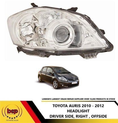 TOYOTA AURIS 2010 - 2012 HEADLIGHT HALOGEN DRIVER SIDE NEW CHROME