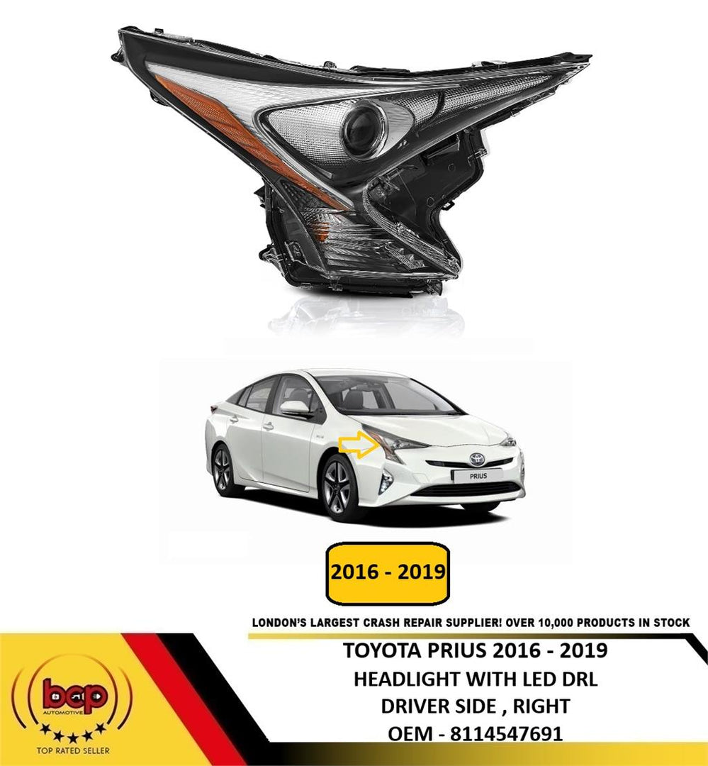 TOYOTA PRIUS 2016 – 2019 HEADLIGHT LAMP WITH LED DRL DRIVER SIDE RIGHT NEW