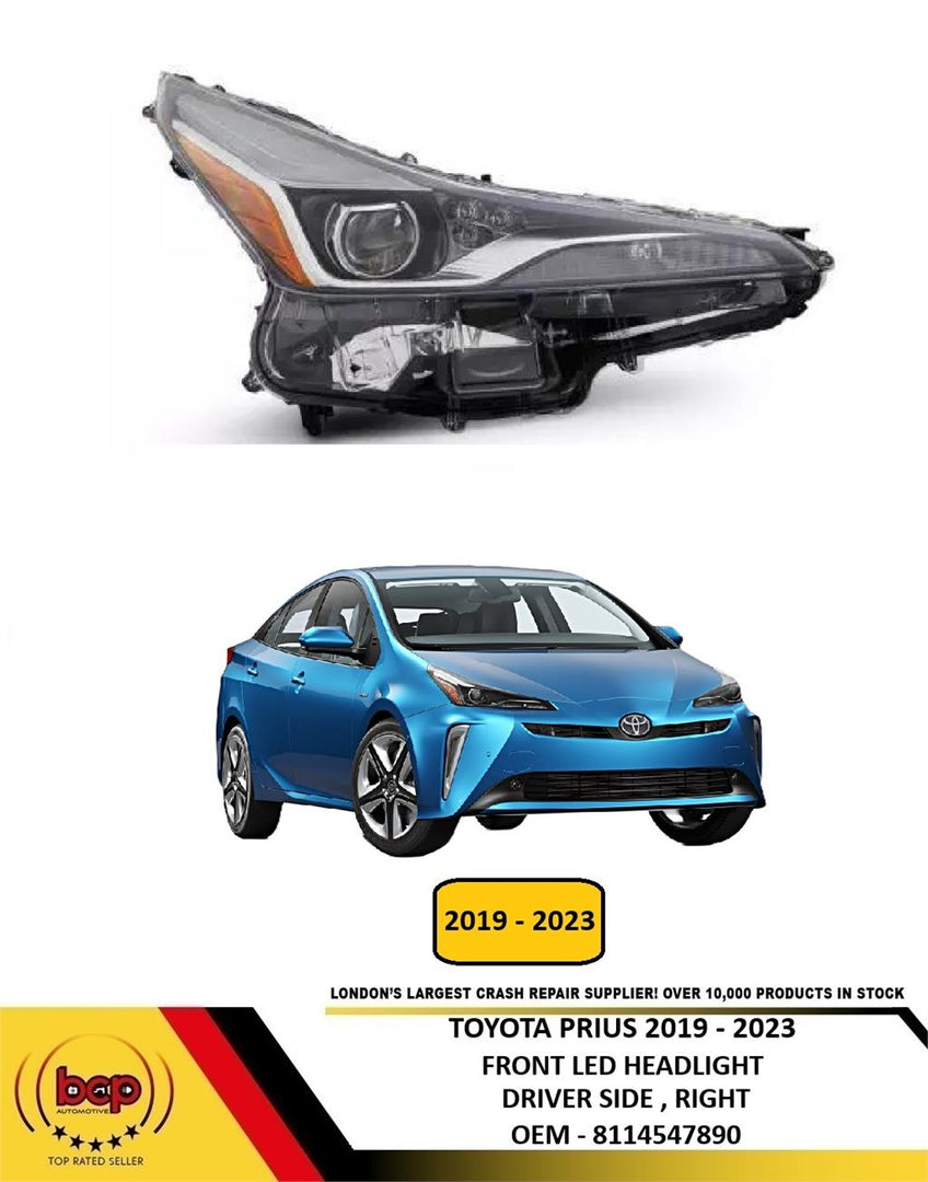 TOYOTA PRIUS 2019 – 2023 FRONT LED HEADLIGHT DRIVER SIDE RIGHT OEM 8114547890