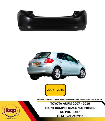 TOYOTA AURIS 2007 - 2010 REAR BUMPER BLACK NOT PRIMED NO PDC HOLES OEM QUALITY